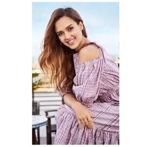 La Vie Rebecca Taylor Cold Shoulder Lurex Plaid Midi Dress Size Small